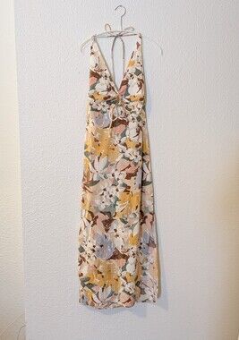SM Floral Abercrombie & Fitch Halter Cinch Midi Dress